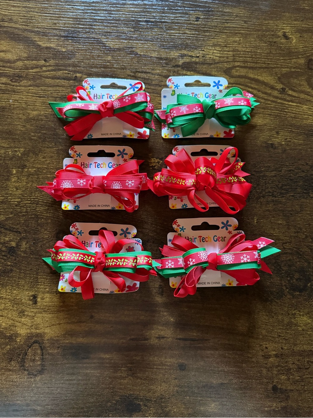 Holiday Ribbon Hair Bows - Red & Green